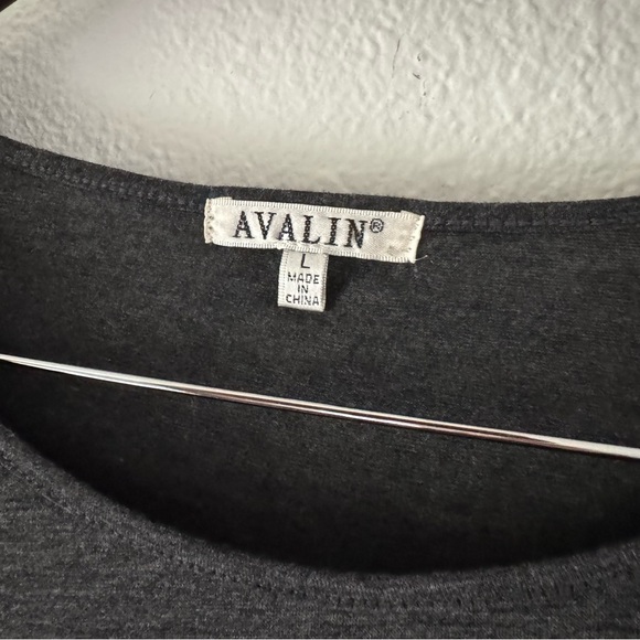 Gray Tunic Blouse Embellished Sequined Hem Sheer Top Boho Large Eclectic - Picture 7 of 12